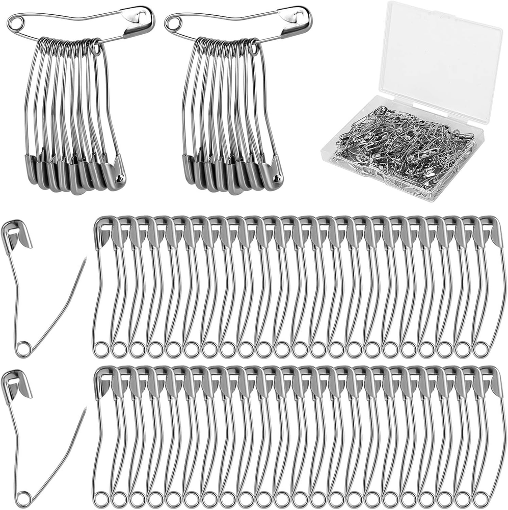 100Pcs 1.5In Bent Safety Pins for Quilting Basting Sewing Crafts