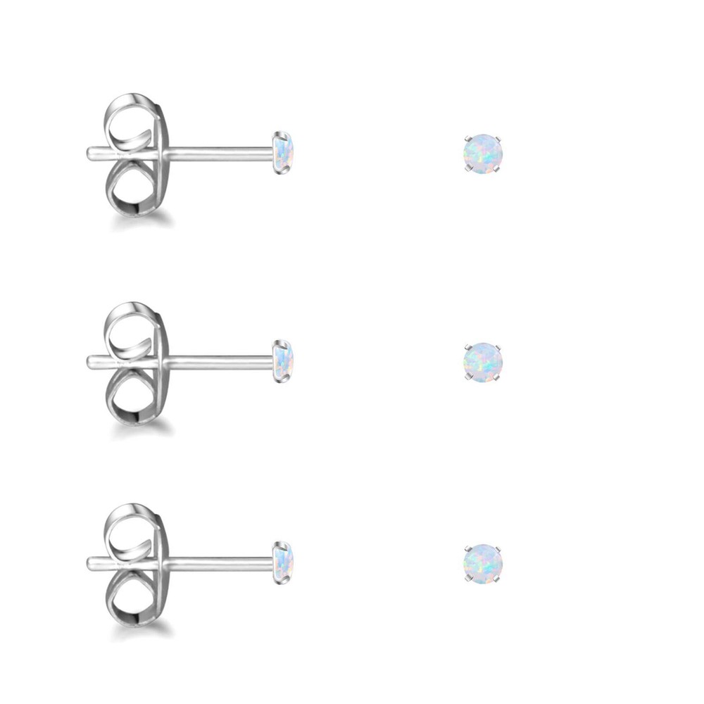 ADAIER Earrings for Women Stainless Steel Small Synthetic Opal Womens Stud Ea...