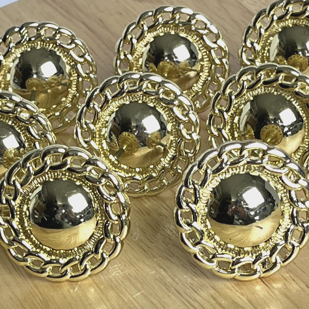 9 Vtg Round Gold Hardware Knobs Kitchen Bathroom Cabinet Dresser Drawer Pulls