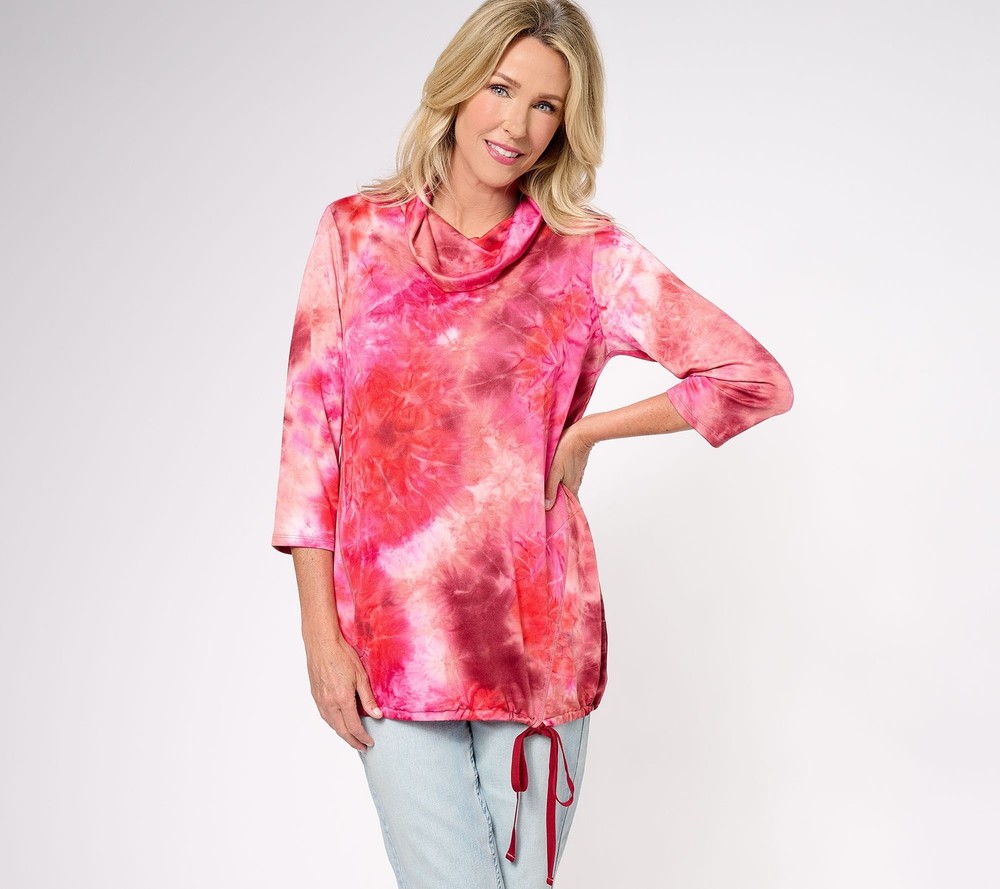 LOGO by Lori Goldstein Women's Top Sz 2XS (XXS) Silky French Terry WINE A609288