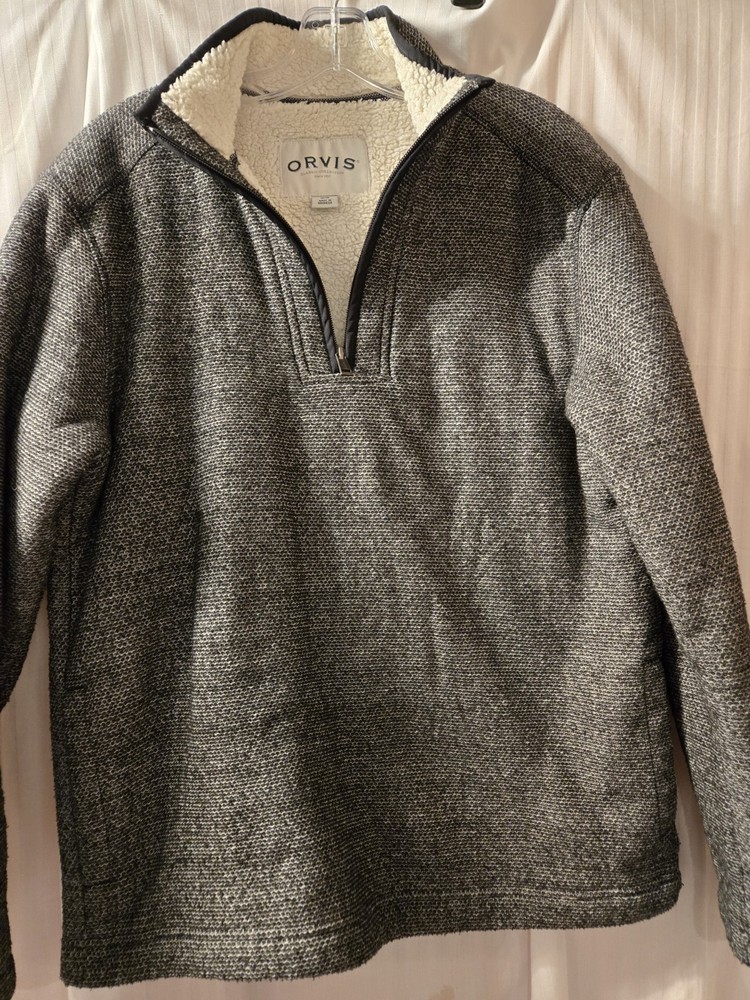 Orvis Mens Sherpa Lined Fleece Quarter Zip Pullover Size M Classic Collection