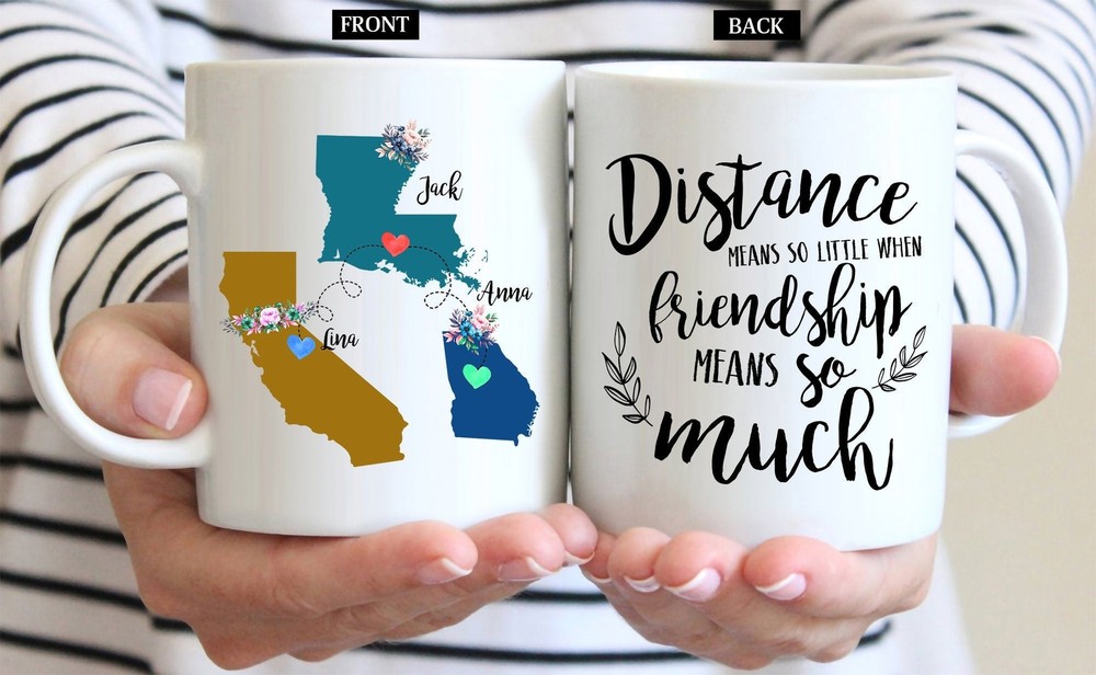 Personalized Distance Friendship Mug Custom State To State Mug Best Friend Gifts