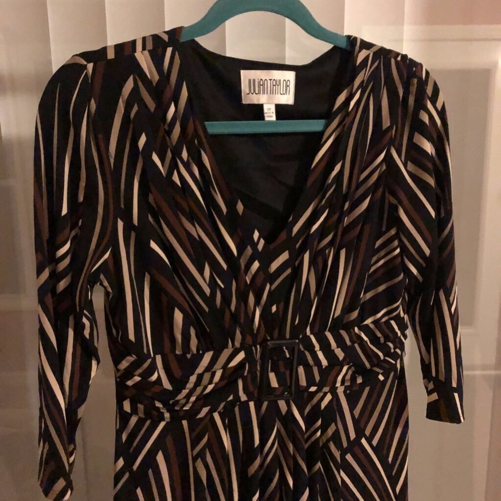 Julian Taylor Womens Multicolor Stripe Sheath Dress Empire Waist Petite Size 10P