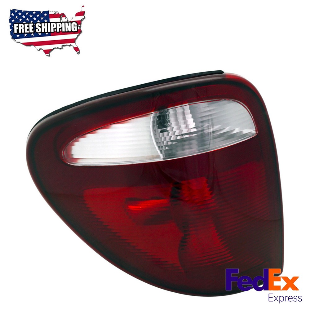 01-03 Dodge Caravan Driver Side Clear/Red Halogen Tail Light Lens  
