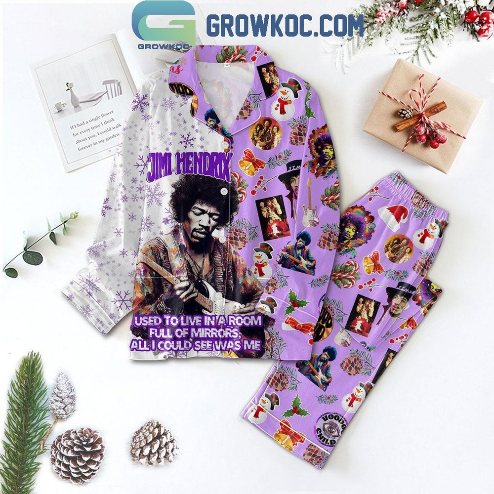 Jimi Hendrix I Used To Live In A Room Full Of Mirrors Christmas Polyester Pajama