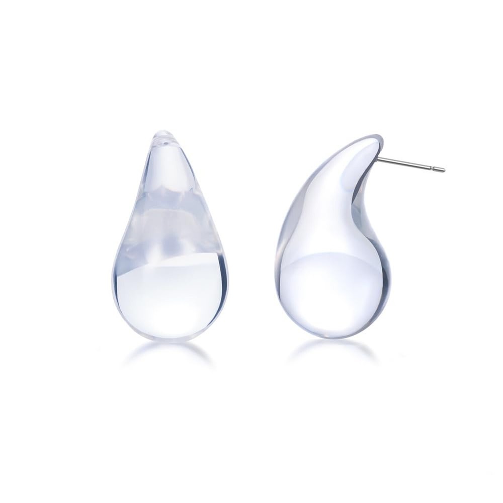 Stylish Transparent Teardrop Hoop Earrings for Women - Chunky Waterdrop Design