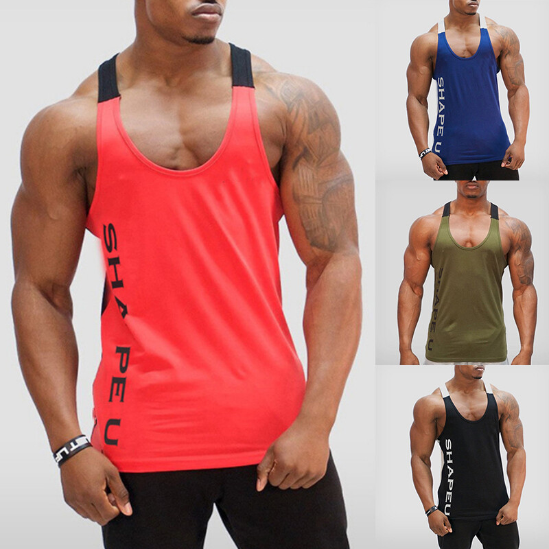 Men's Gym Vest T Shirt Bodybuilding Tops Workout Clothing  Fitness Muscle Shirts