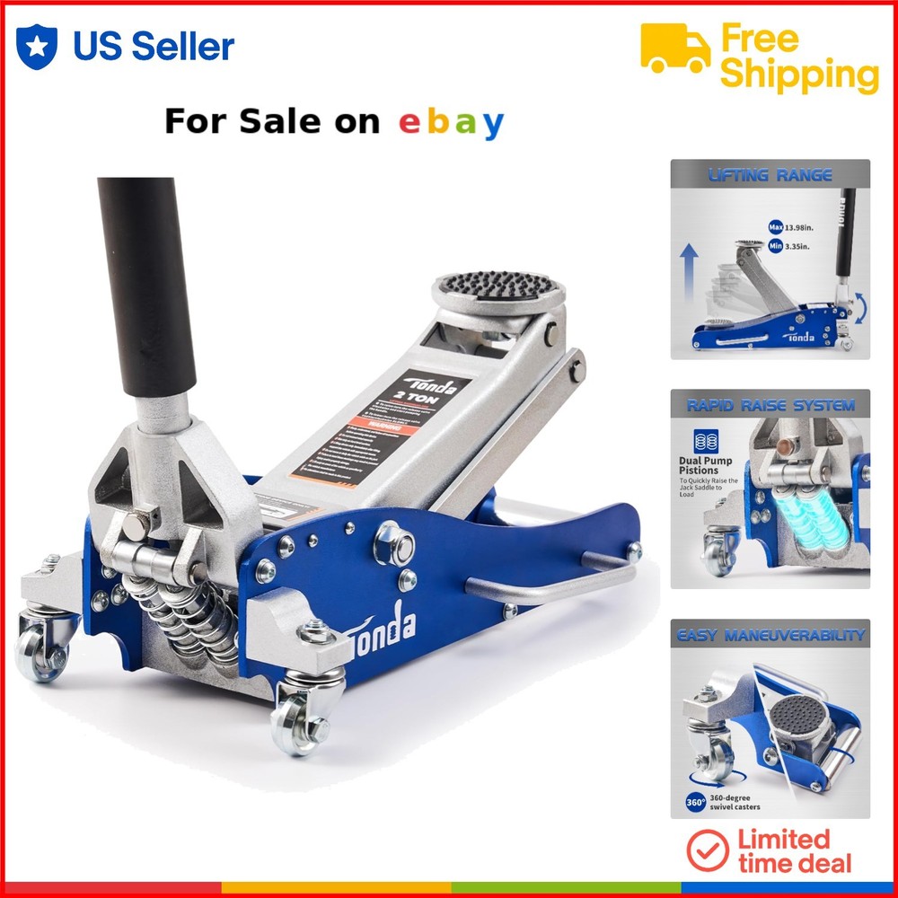 Low Profile 2 Ton Hydraulic Floor Jack for Rapid Car Lifting