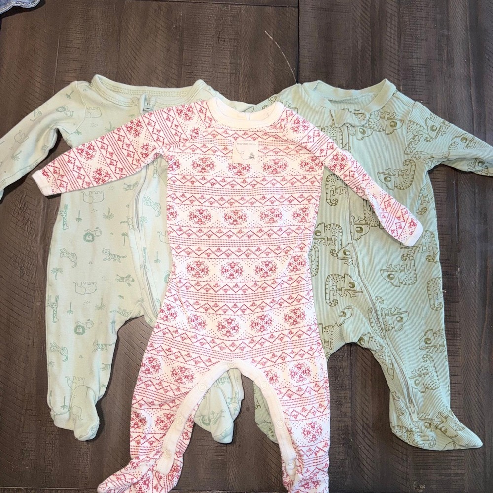 Burt's Bees Tahari Carter's Baby Cotton Footed Pajamas Sleepers Bundle 0-3M