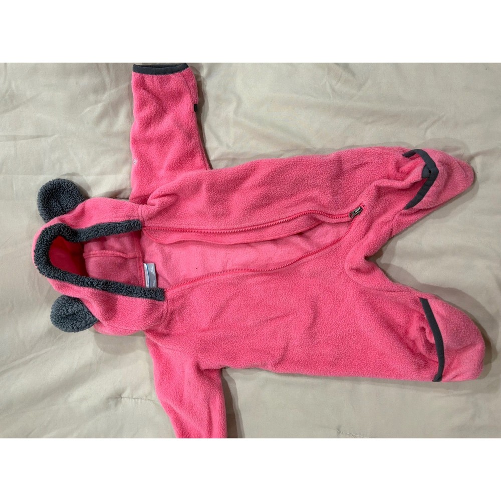 Columbia Tiny Bear II Bunting Pink Fleece One Piece Suit Infants 0-3 Months