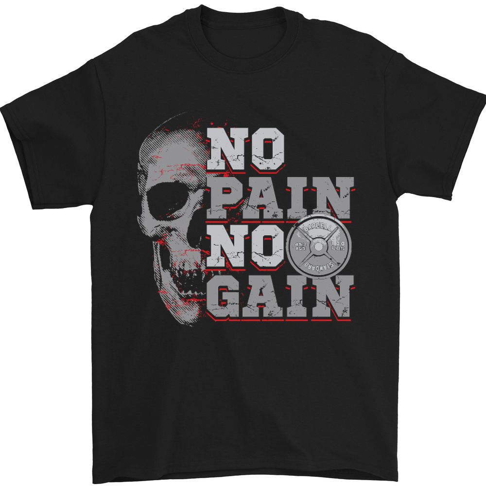 No Pain No Gain Gym Training Top Fitness Mens T-Shirt 100% Cotton