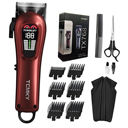 Professional Cordless & Corded Hair Clippers for Men - Barber Red