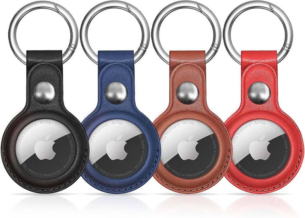 4-Pack Leather AirTag Keychain Case for Apple Airtag GPS Tracker Accessories