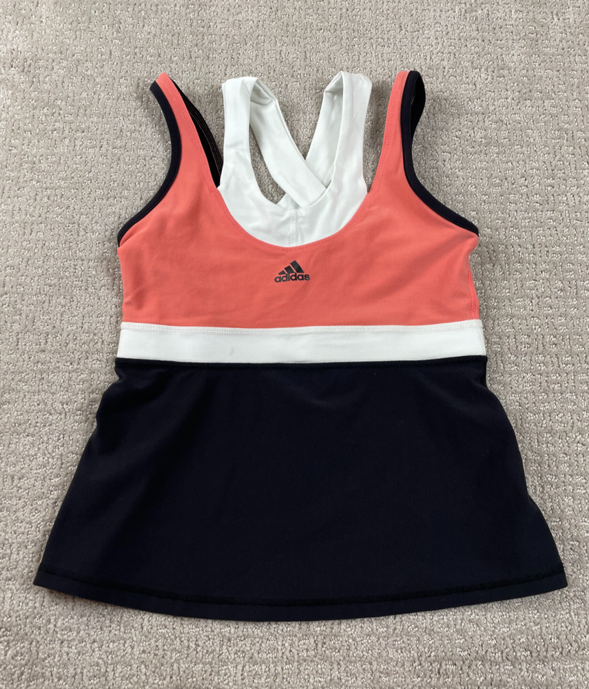 NOS Adidas Tank Top Womens Medium Soft Touch Black Pink Stretch Climalite Y2K