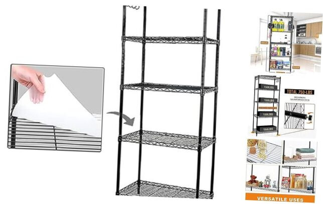 5-Shelf Heavy Duty Wire Shelving Rack with Hooks for Garage Storage