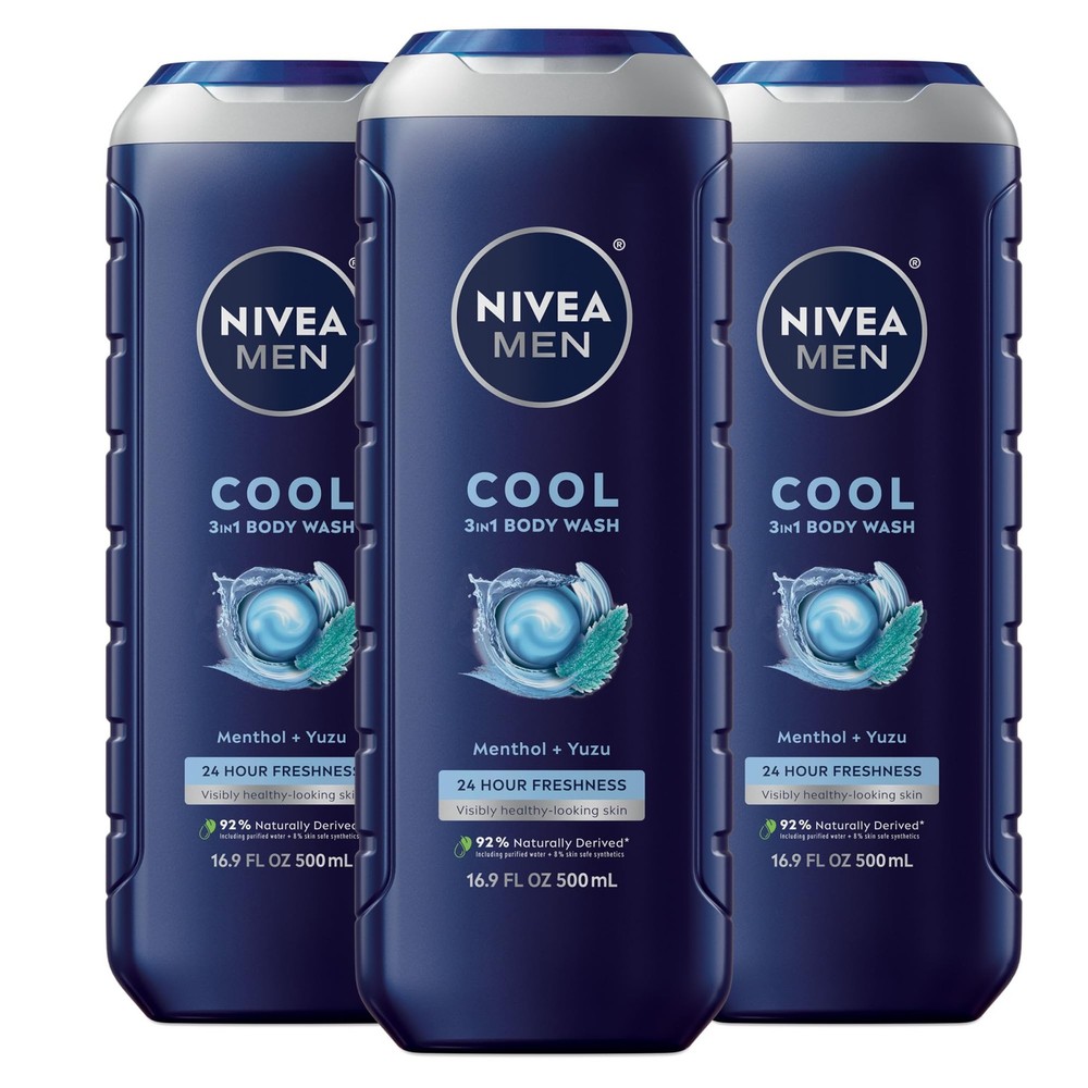 Cool Body Wash, Icy Menthol and Yuzu Scent, 3-in-1 Men's Body Wash, and Hair,...
