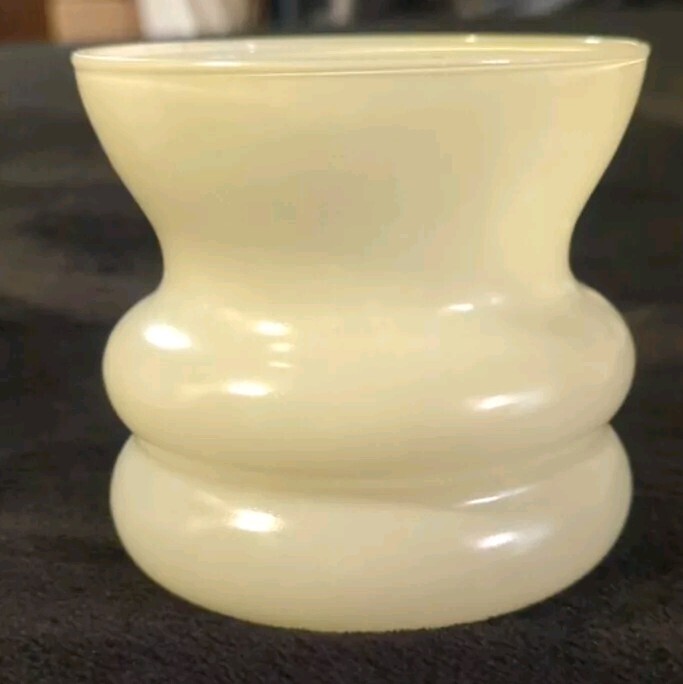 Vintage Anchor Hocking Pastel Yellow Planter Vase Candle Holder  