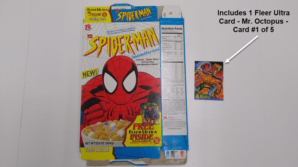 1995 Ralston Foods Spider-Man Cereal Box – Includes 1 Fleer Ultra Card - Octopus