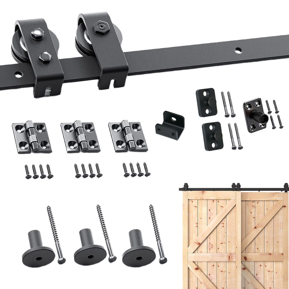 2.29FT Modern Antique Style Sliding Barn  Door Hardware Closet Hang Style Track