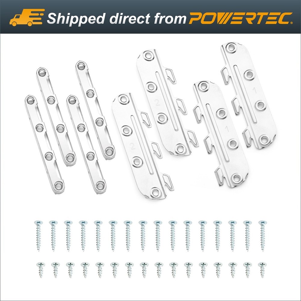 POWERTEC 4 sets Surface Mounted Bed Rail Brackets w/Mounting Hardware (71425)