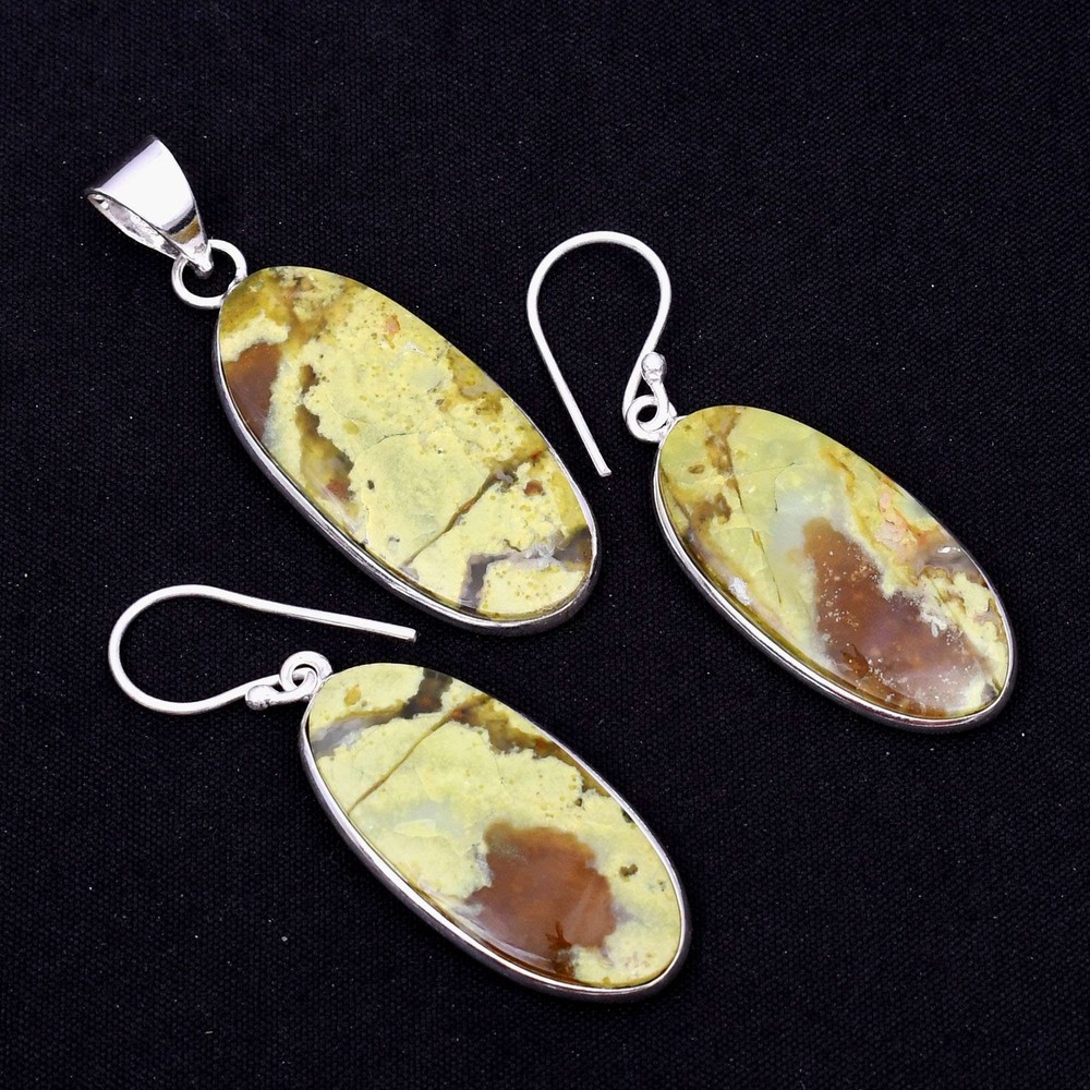 Australian Green Opal Handmade Pendant & Earrings Set 1.92in AP-17939