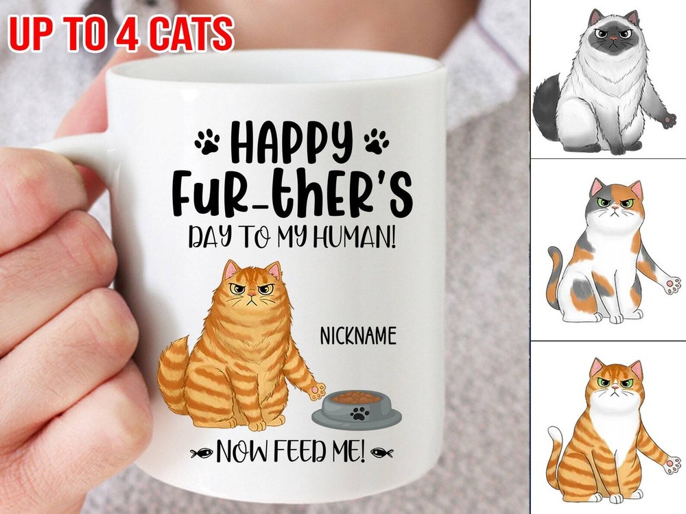 Happy Fathers Day Mug Fathers Day Gift Personalized Cat Dad Mug 11oz Custom Cat