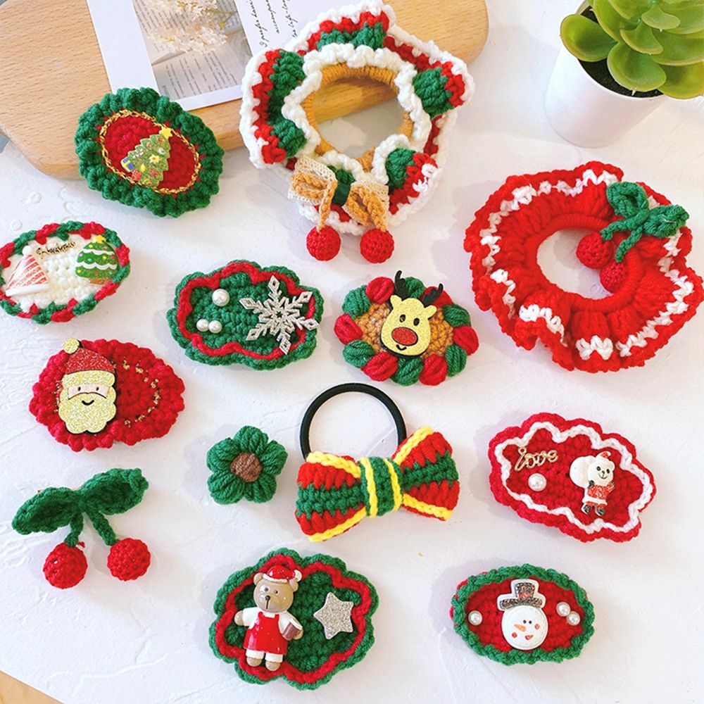 Wool Korean-Style Knitted Kids Hair Clip Christmas Hairpin Rope