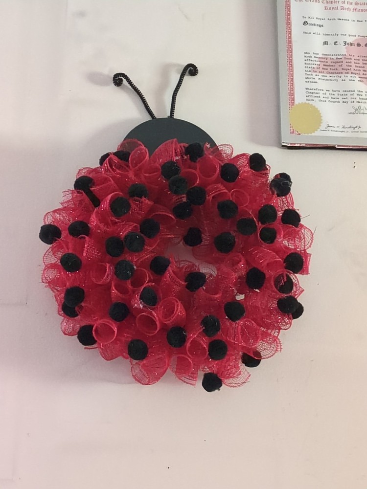 Handmade Ladybug Floral Wreath for Home Decor