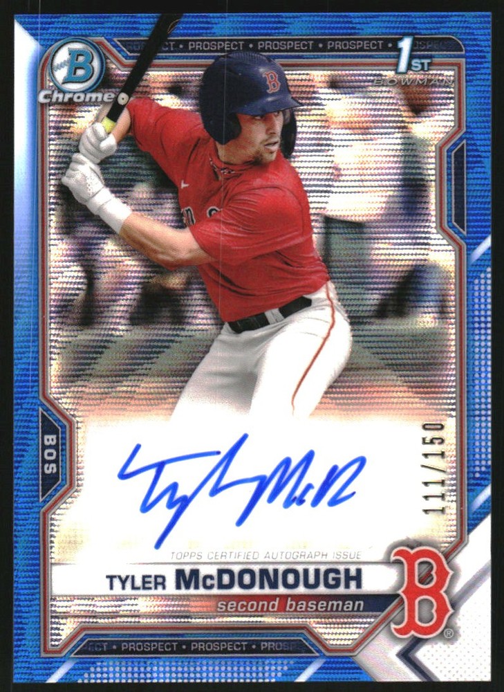 2021 Bowman Chrome Draft Autographs Blue Wave Refs #CDATMC Tyler McDonough /150