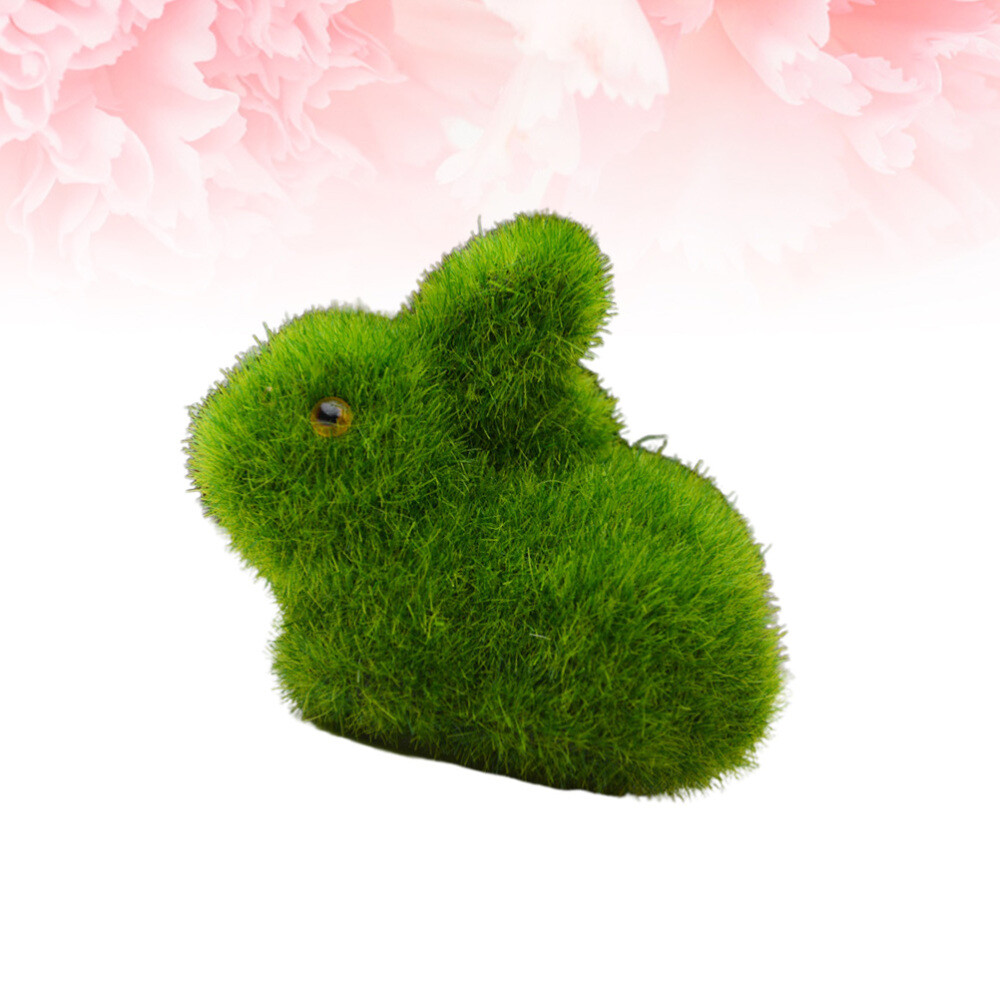 2 Mini Simulation Bunny Car Ornaments for Table Decor in Green