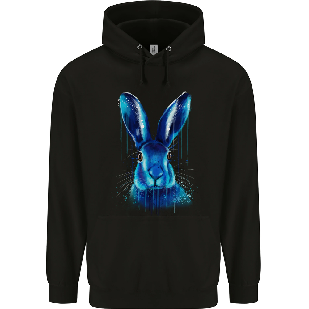 Watercolour Rabbit Mens 80% Cotton Hoodie