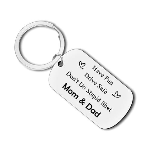Drive Safe Keychain, Silver, Funny Gifts for New Drivers, 16th-21st Birthday,