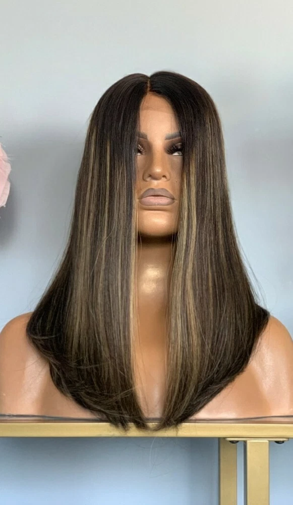 Highlight Brown 100% Human Hair Wig 13x4 Lace Front Wig for Women