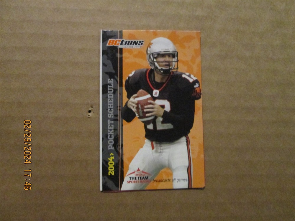 CFL BC Lions Vintage Circa 2004 Team Logo Football Pocket Schedule