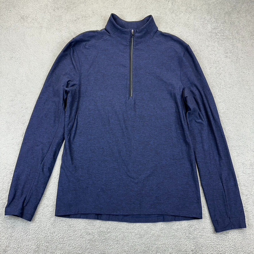 Lululemon Mens Surge Warm Half Zip Running Sweatshirt Size S Heather Blue