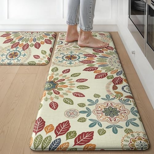 Non-Slip Cushioned Kitchen Floor Mats 2PCS Washable Rugs for Comfort