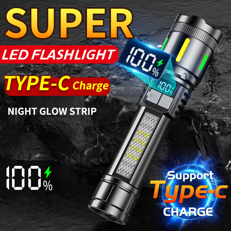 50000000 Lumens Super Bright LED Tactical Flashlight Rechargeable LED Work Light