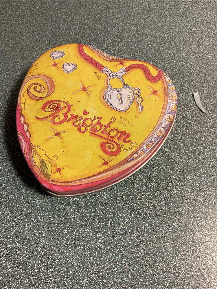 Vintage Brighton Jewelry Empty Heart Shaped Multi Color Tin