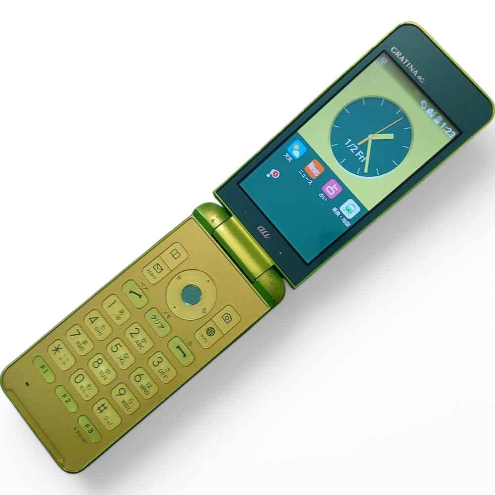KYOCERA GRATINA KYF31 Green Android Flip Phone Unlocked SIM Free Used