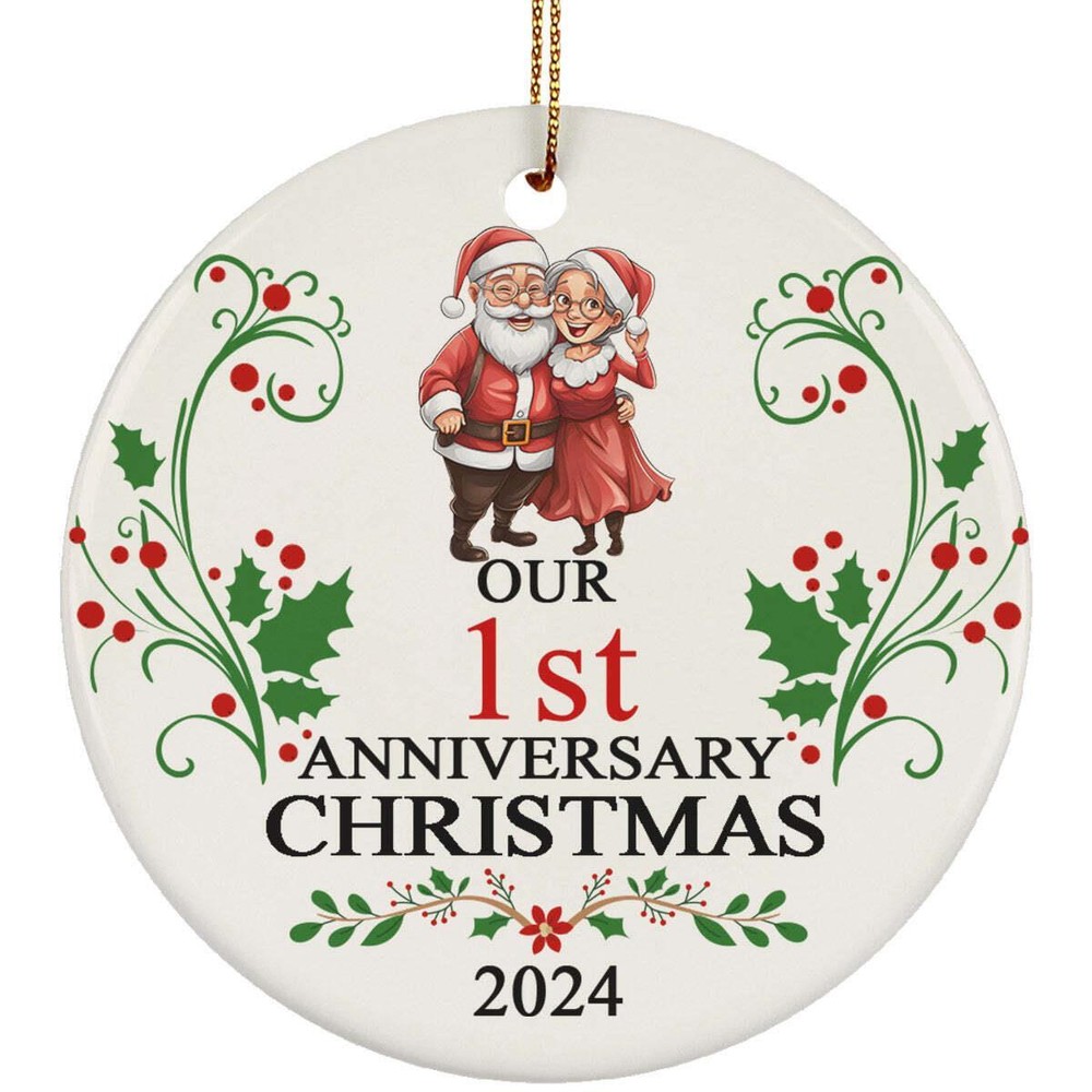 Santa Claus Couple Ornament Our 1st Anniversary Christmas 1 Years In Love Gift