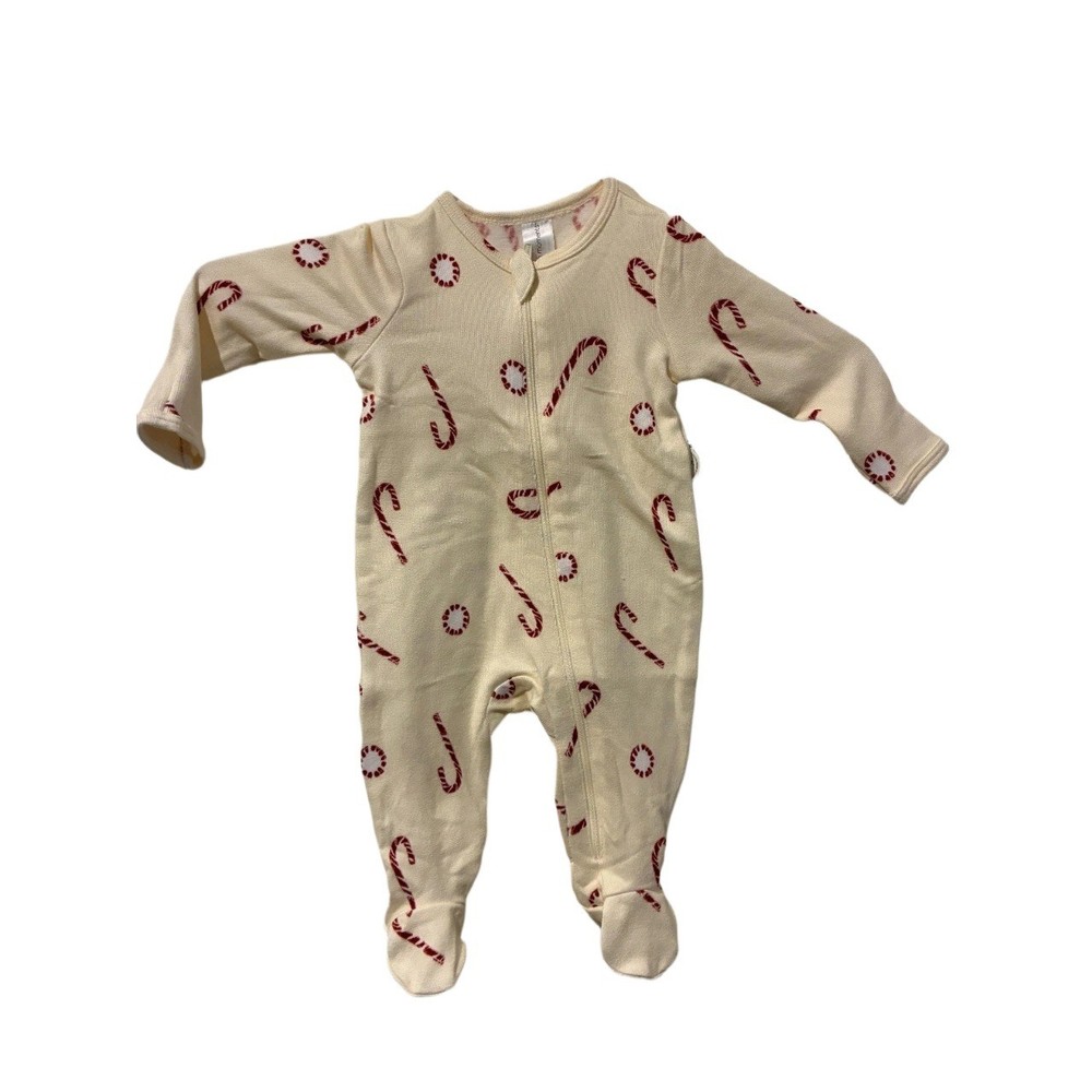 Modern Moments by Gerber Baby Candy Cane Footed Sleeper Winter White 0-3M NWT