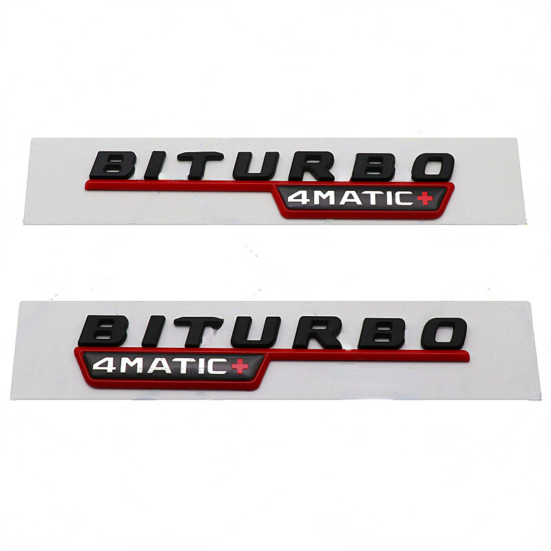 AMG Biturbo 4MATIC+ Fender Badge in Black Red for Mercedes-Benz