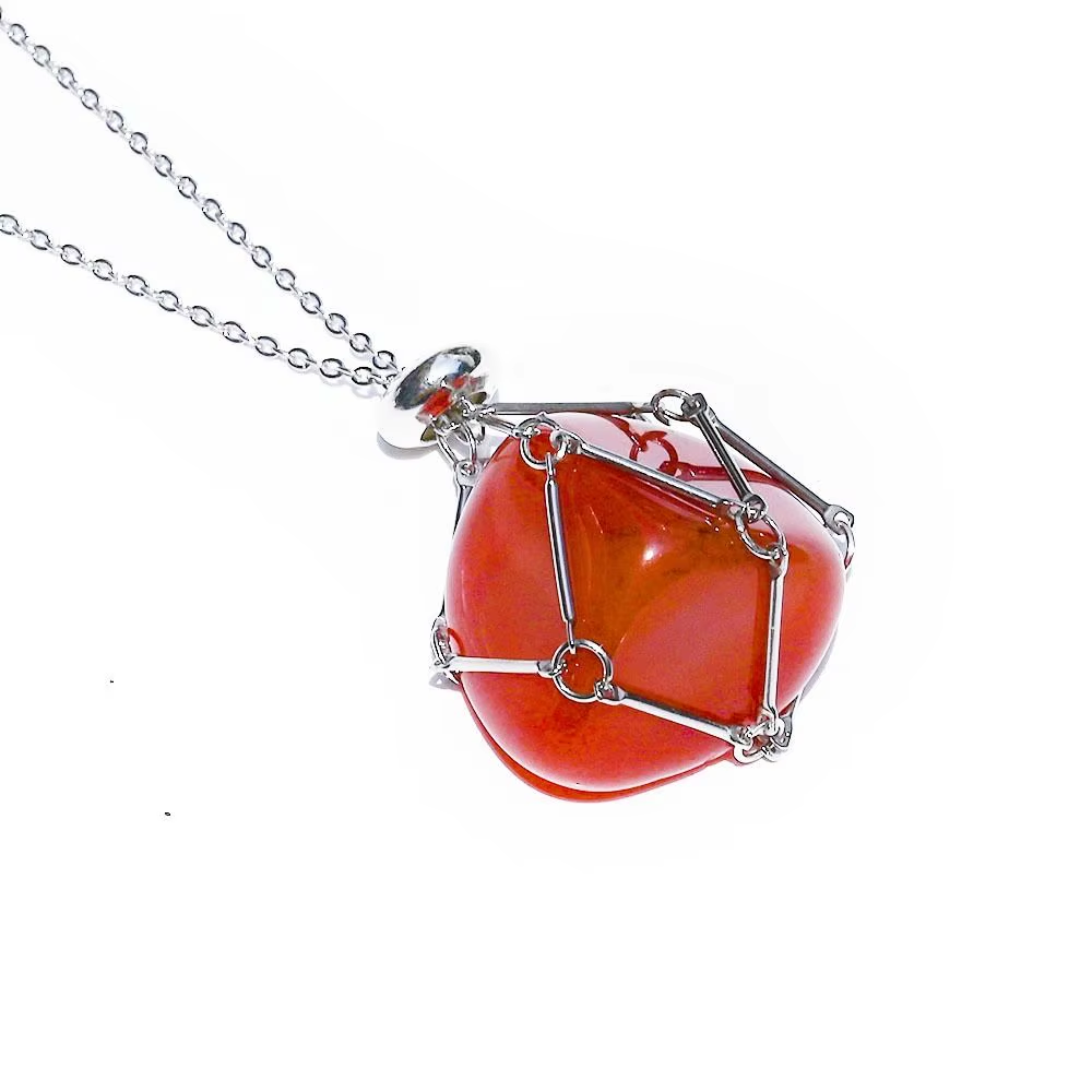 Crystal Holder Cage Necklace with Crystal Stone Interchangeable Adjustable