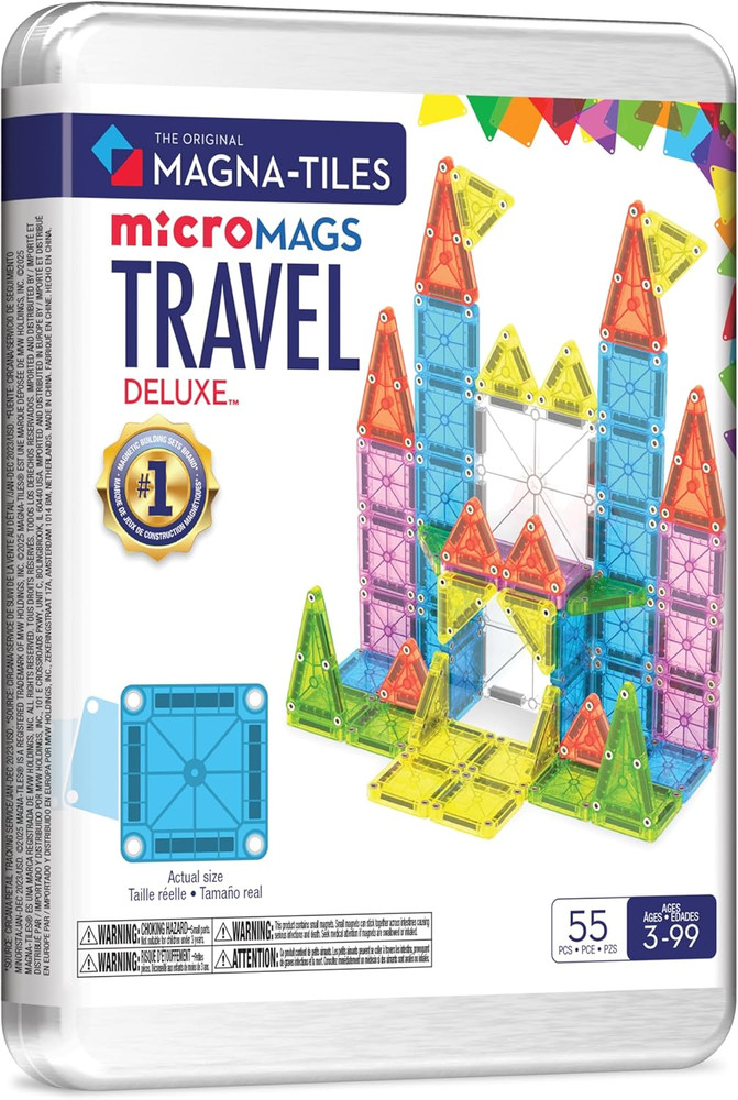 Magna-Tiles Micromags Travel Set Deluxe 55-Piece Magnetic Construction Set, the