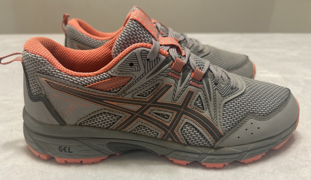 ASICS Women’s Shoes Size 7.5 Gray Pink Gel Venture 8 Running Mesh Comfort Shoes
