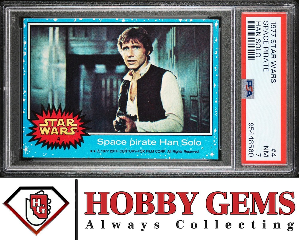 HAN SOLO PSA 7 1977 Topps Star Wars Blue Series 1 Card #4 Graded C2 Vintage
