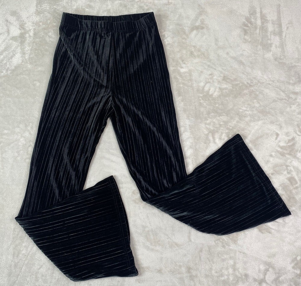 Wild Fable Women’s Black Velvet Velour Ribbed High Waist Pants Flared Size Small
