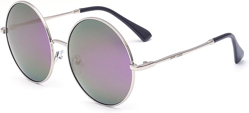 Round Classic Oversized Circle Mirrored Sunglasses for Women and Men, Hippie Hipster Style