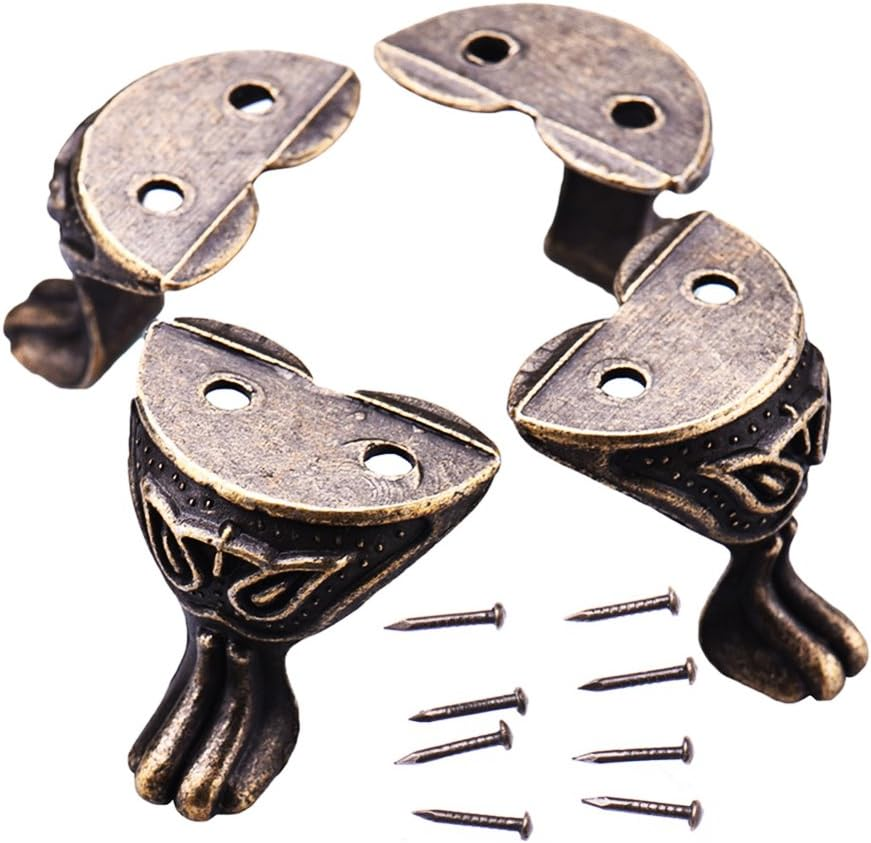 4Pcs Antique Brass Box Feet Corner Protectors for Jewelry Gift Boxes Zinc Alloy