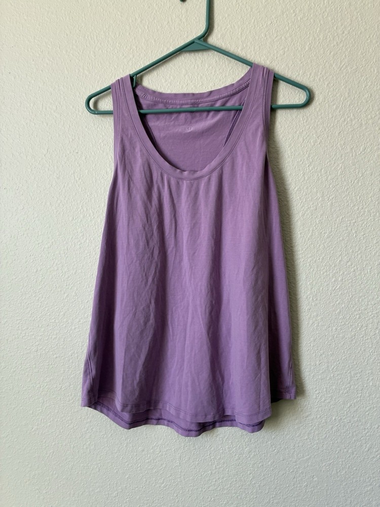 Lululemon Womens Tank Top Purple Racerback Cotton Blend Size S Athleisure Gym